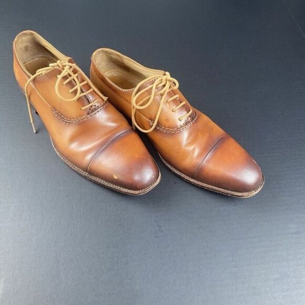 HART SCHAFFNER MARX Size 8 Brown Leather Lace-Up Oxford Men's Shoes HK349S96